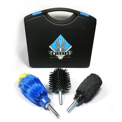 CS-100 Pro Case — hard case with the emblem and three brush attachments arranged in front.