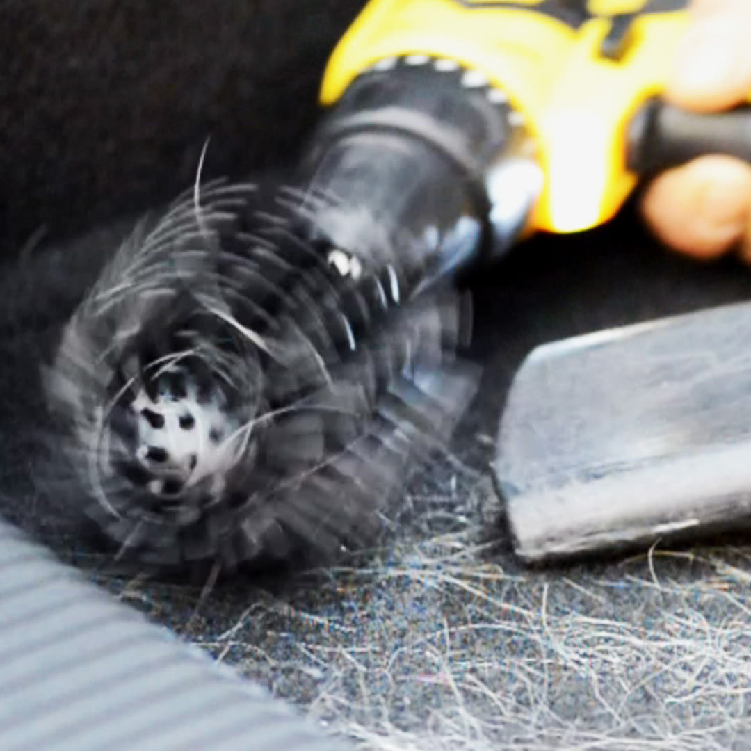 SB-005 Hair Removal pulling pet hair from carpet, mid-spin
