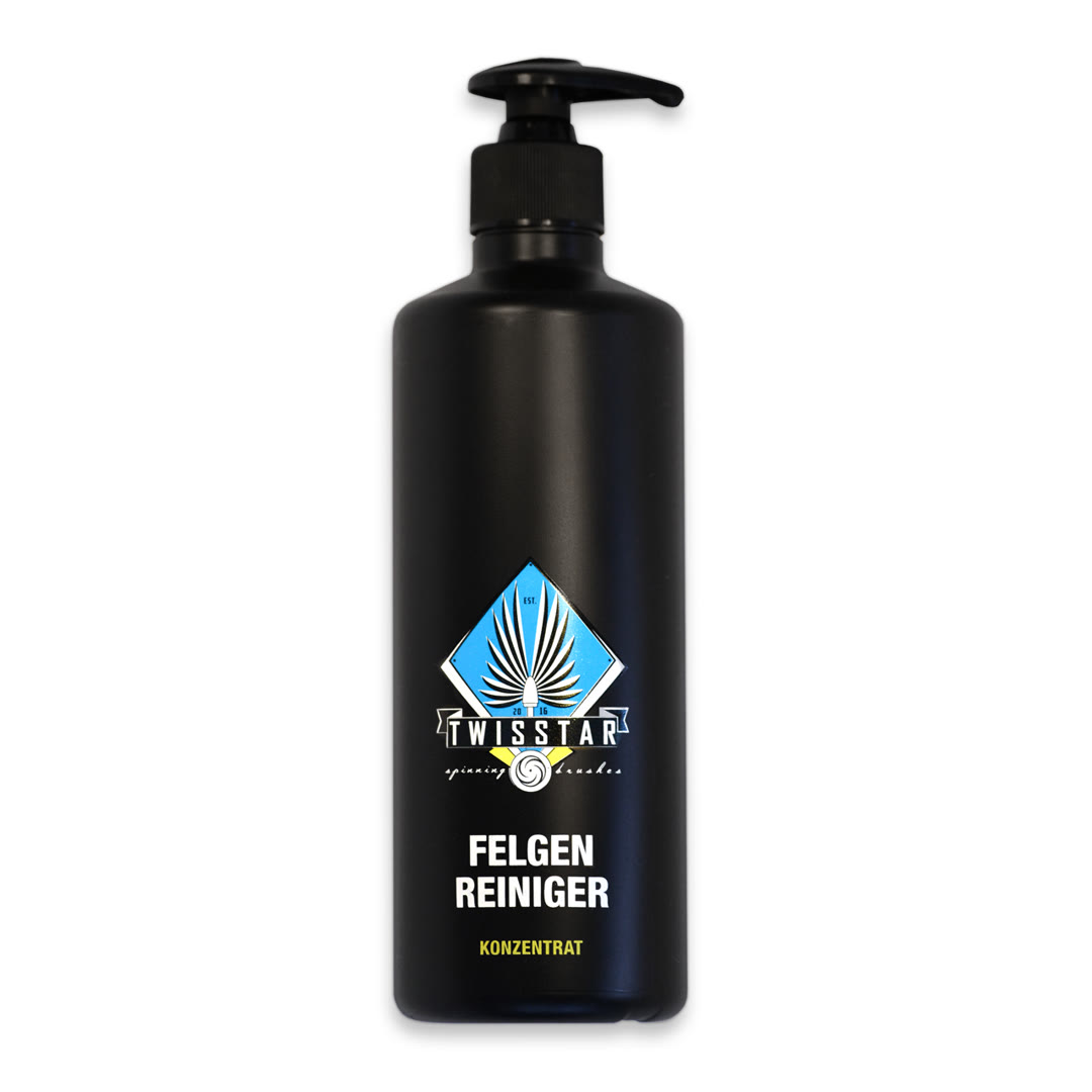 FR-100 Wheel Cleaner — black pump bottle, 'Felgen Reiniger Konzentrat' with emblem, packshot