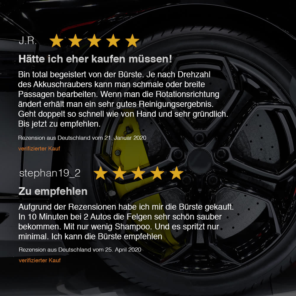 Shop listing for the rim brush with five-star customer reviews.