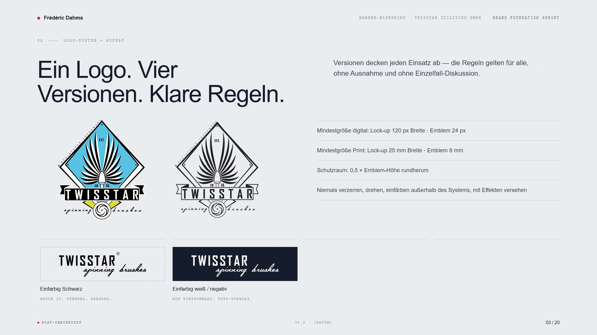 Auszug aus dem Brand Blueprint mit Logo-System